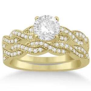 Infinity Style Bridal Set w/ Diamond Accents 18k Yellow Gold 0.55ct - All