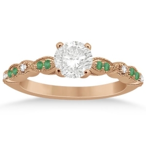 Emerald and Diamond Marquise Engagement Ring 18k Rose Gold 0.20ct - All