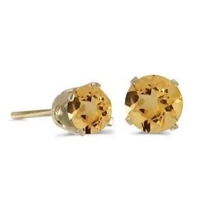 0.80Ct Round Citrine Stud Earrings November Birthstone 14k Yellow Gold - All