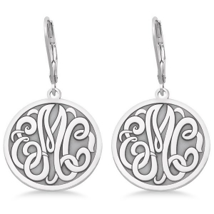 Stylized Initial Circle Monogram Earrings in Sterling Silver - All