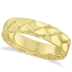 Men's High Polish Braided Handwoven Wedding Ring 14k Yellow Gold 7mm - All