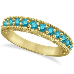 Blue Diamond Wedding Band in 14k Yellow Gold 0.45 ctw - All