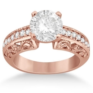 Vintage Filigree Diamond Engagement Ring 14K Rose Gold 0.32ct - All
