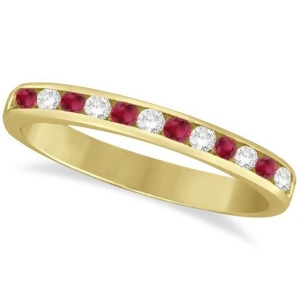 Ruby and Diamond Semi-Eternity Channel Ring 14k Yellow Gold 0.40ct - All