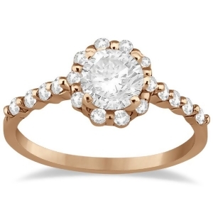 Halo Diamond Semi Eternity Engagement Ring 18K Rose Gold 0.36ct - All
