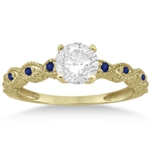 Vintage Marquise Blue Sapphire Engagement Ring 18k Yellow Gold 0.18ct - All