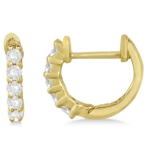 Hinged Hoop Diamond Huggie Style Earrings in 14k Yellow Gold 0.25ct - All