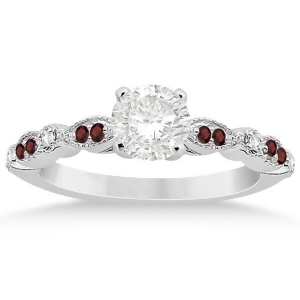 Marquise and Dot Garnet and Diamond Engagement Ring 18k White Gold 0.24ct - All