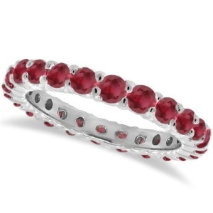 Prong-set Ruby Eternity Ring Band 14k White Gold 1.07ct - All