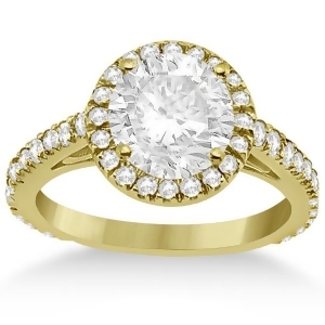 Eternity Pave Halo Diamond Engagement Ring 18K Yellow Gold 0.72ct - All