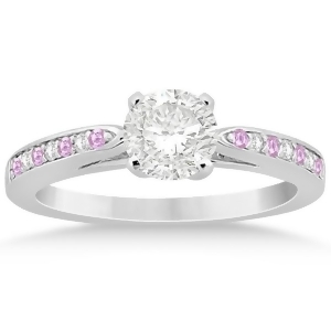 Cathedral Pink Sapphire Diamond Engagement Ring 14k White Gold 0.26ct - All