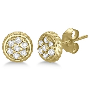 Round Cluster Diamond Earrings 14k Yellow Gold 0.25ct - All