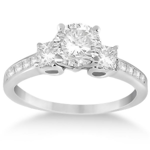Three-stone Princess Cut Diamond Engagement Ring Palladium 0.64ct - All