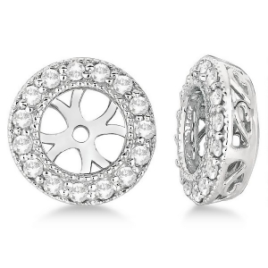 Vintage Round Cut Diamond Earring Jackets 14k White Gold 0.34ct - All