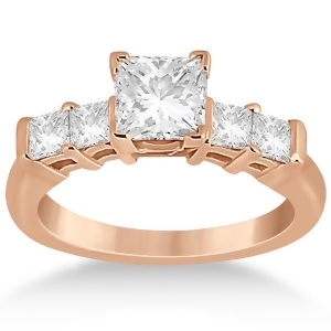 5 Stone Princess Cut Diamond Engagement Ring 14K Rose Gold 0.40ct - All