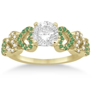 Emerald and Diamond Heart Engagement Ring Setting 14k Yellow Gold 0.30ct - All