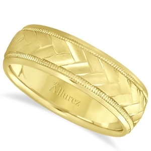 Braided Men's Wedding Ring Diamond Cut Band 18k Yellow Gold 7 mm - All