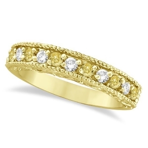 Fancy Yellow Canary and White Diamond Ring Band 14k Yellow Gold 0.50ct - All