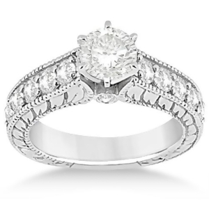 Vintage Diamond Engagement Ring Setting Platinum 1.05ct - All