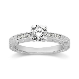 0.20Ct Antique Style Diamond Engagement Ring Setting 14k White Gold - All