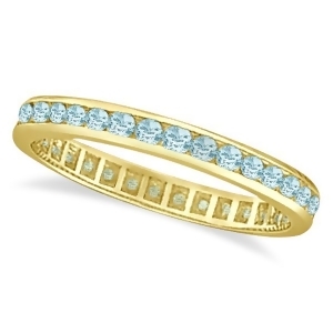 Aquamarine Channel-Set Eternity Ring Band 14k Yellow Gold 1.08ct - All