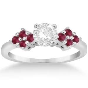 Designer Ruby Cluster Floral Engagement Ring 14k White Gold 0.35ct - All