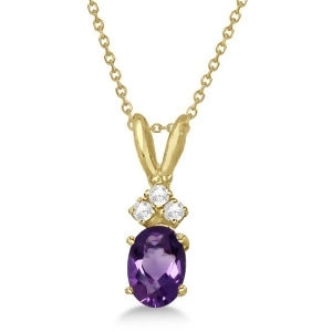 Oval Amethyst Pendant with Diamonds in 14K Yellow Gold 0.86ctw - All