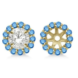Round Blue Diamond Earring Jackets for 8mm Studs 14K Yellow Gold 0.64ct - All