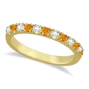 Diamond and Citrine Ring Guard Stackable Band 14k Yellow Gold 0.32ct - All