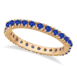 Blue Sapphire Eternity Band Stacking Ring 14K Rose Gold 0.50ct - All