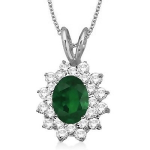 Emerald and Diamond Accented Pendant 14k White Gold 1.60ctw - All