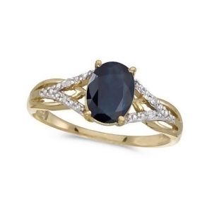 Oval Blue Sapphire and Diamond Cocktail Ring 14K Yellow Gold 1.52tcw - All