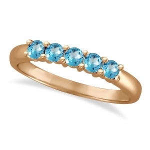 Five Stone Blue Topaz Ring 14k Rose Gold 0.79ctw - All