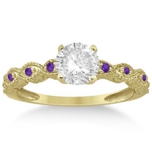 Vintage Marquise Amethyst Engagement Ring 18k Yellow Gold 0.18ct - All
