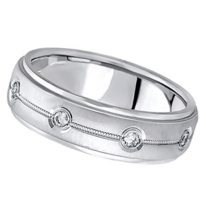 Diamond Wedding Ring in 14k White Gold for Men 0.40 ctw - All