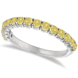 Yellow Canary Diamond Ring Anniversary Band 14k White Gold 1.00ct - All