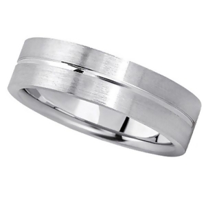 Men's Carved Flat Wedding Band in Platinum 6mm - All