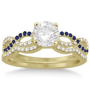 Infinity Diamond and Blue Sapphire Bridal Set in 14K Yellow Gold 0.34ct - All