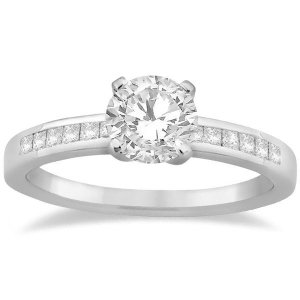 Channel Set Princess Cut Diamond Engagement Ring Palladium 0.15ct - All