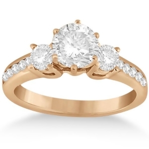Three-stone Diamond Engagement Ring with Sidestones in 18k Rose Gold 0.45 ctw - All
