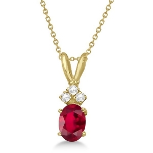 Oval Ruby Pendant with Diamonds 14K Yellow Gold 1.12ctw - All