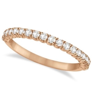 Half-eternity Pave-Set Thin Diamond Stacking Ring 14k Rose Gold 0.50ct - All