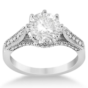 Edwardian Diamond Engagement Ring Setting 14K White Gold 0.35ct - All