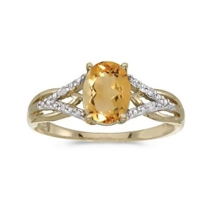 Oval Citrine and Diamond Cocktail Ring 14K Yellow Gold 1.20tcw - All