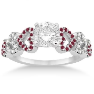 Ruby and Diamond Heart Engagement Ring Setting 14k White Gold 0.30ct - All