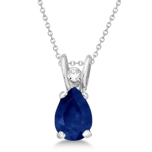 Pear Blue Sapphire and Diamond Pendant 14K White Gold 0.63ctw - All