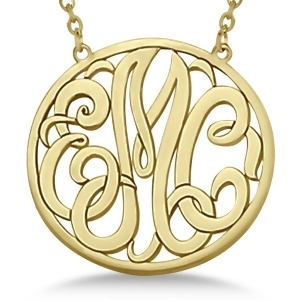 Custom Initial Circle Monogram Pendant Necklace in 14k Yellow Gold - All