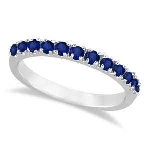 Blue Sapphire Stackable Ring/ Anniversary Band in 14k White Gold - All