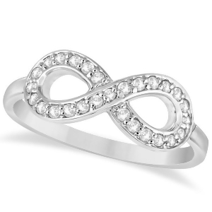 Pave Set Diamond Infinity Loop Ring in 14k White Gold 0.25 ct - All