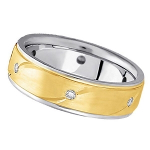 Men's Burnished Diamond Wedding Ring in Two Tone 18k Gold 0.18 ctw - All